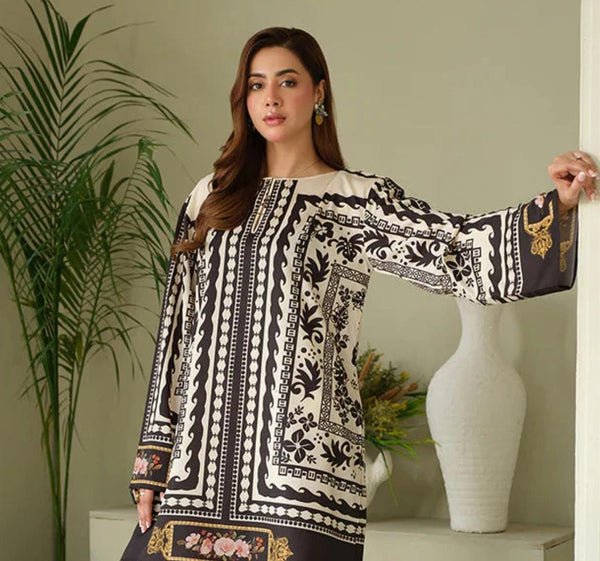 Silk Digital printed Unstitched 03pc suit