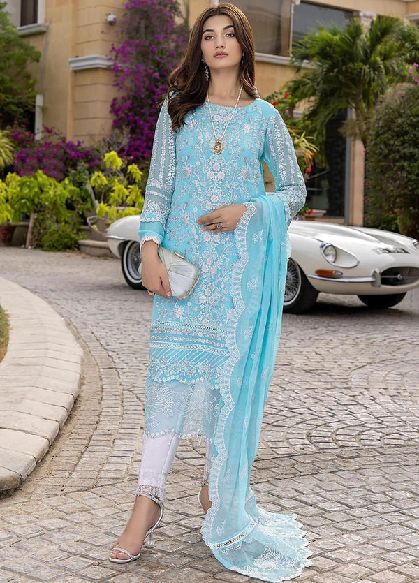 AZURE 3PC EMBROIDERED DRESS